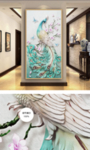 原创高清复古浮雕孔雀玄关装饰画