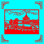 古建筑剪纸