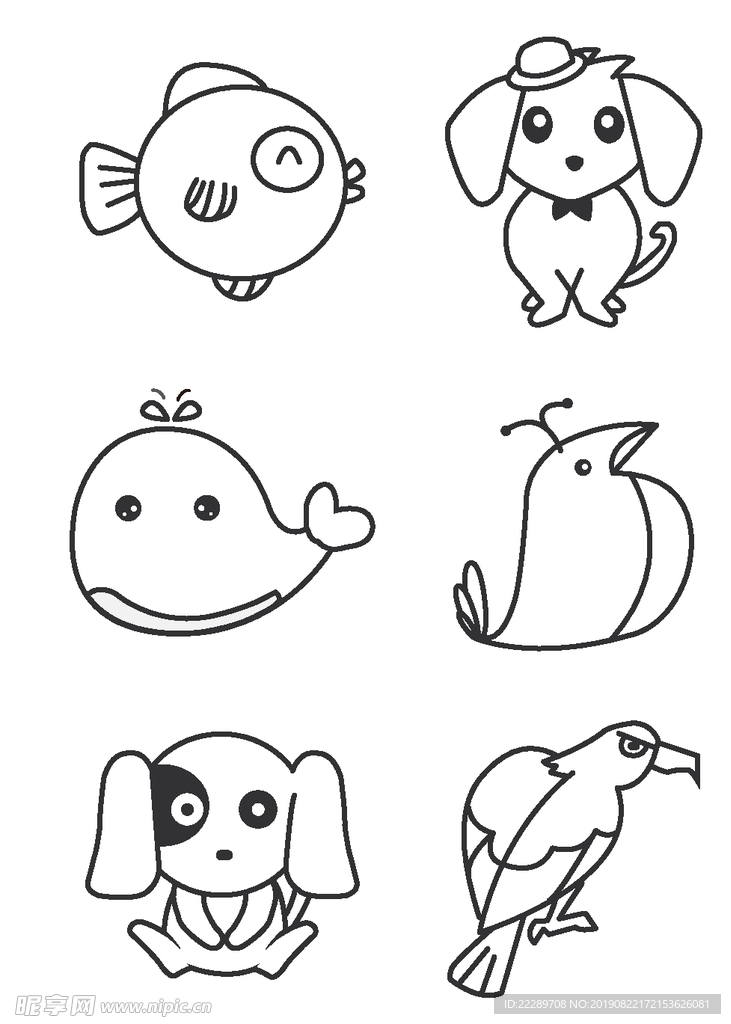 卡通动物简笔画