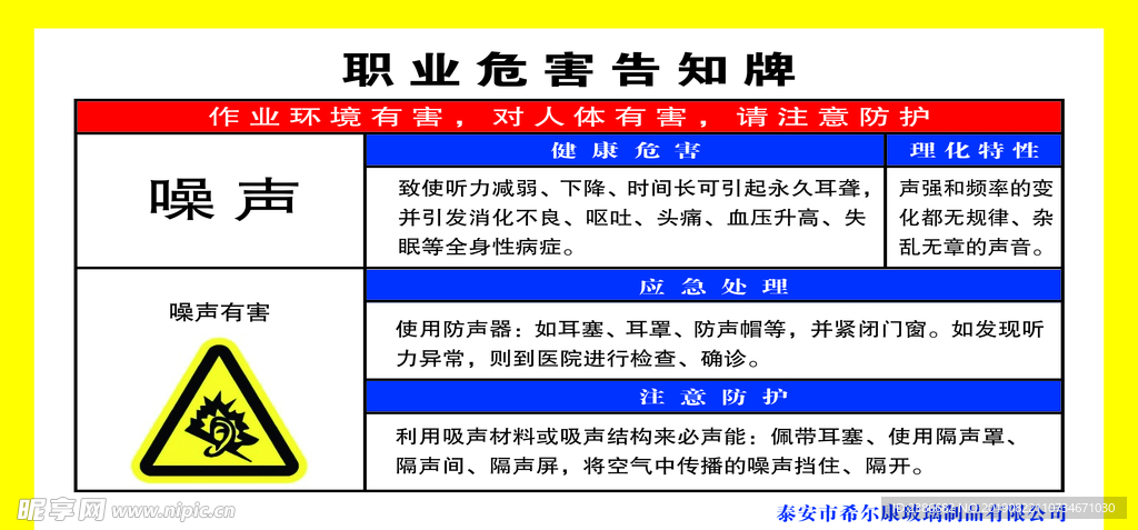 职业危害告知牌