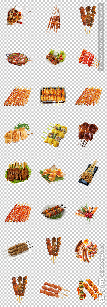 烤串烧烤撸串夏日必备小吃素材