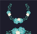 蓝色花环与装饰品设计