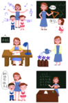 老师学生上课插画卡通