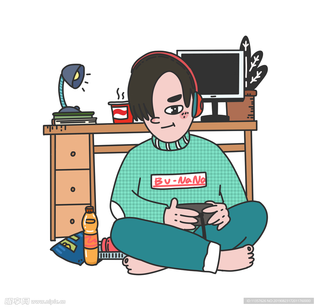 免扣宅生活插画