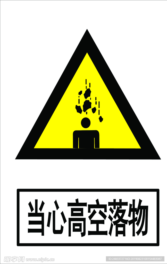 当心高空落物标识牌