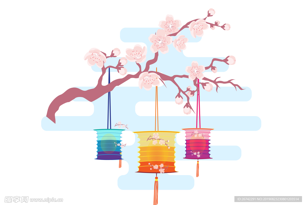 节日氛围灯笼挂饰元素