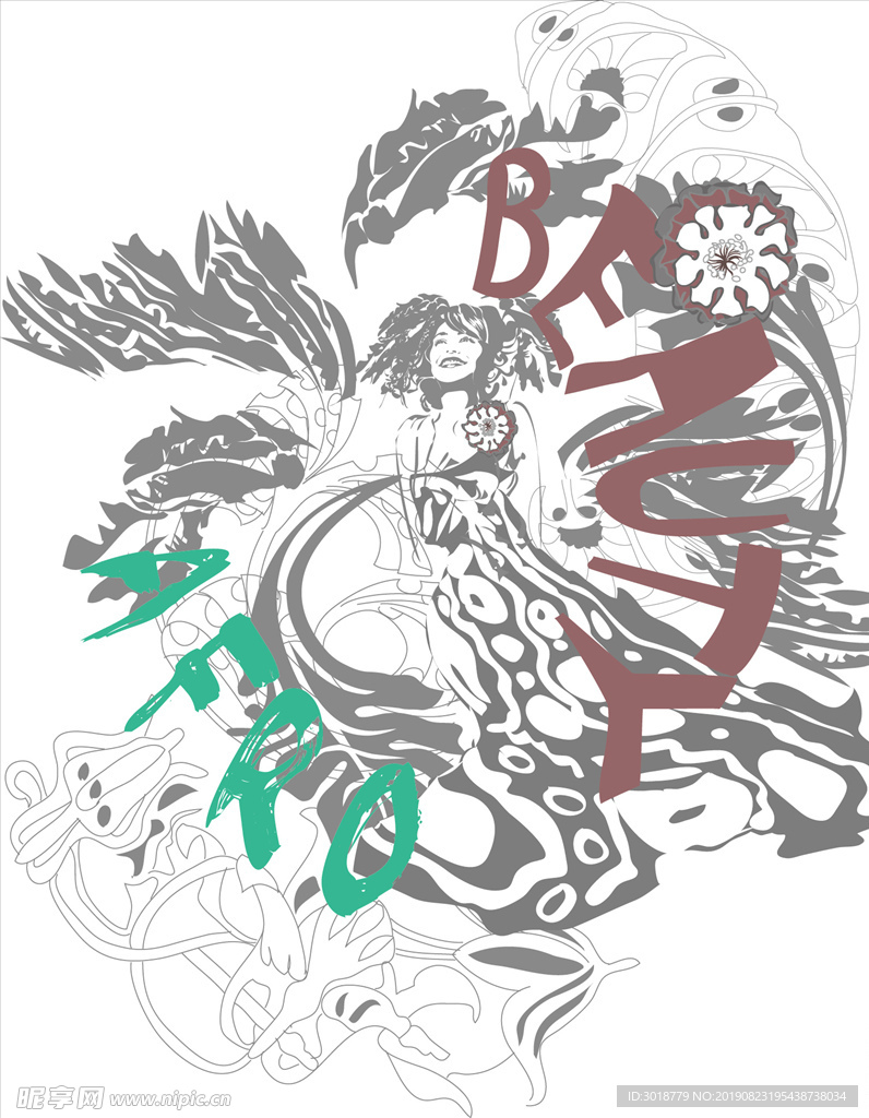 美女印花