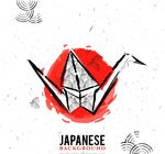 手绘折纸日本背景