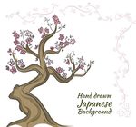 手绘日本树背景