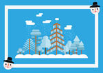 冬季  雪  小树  雪人