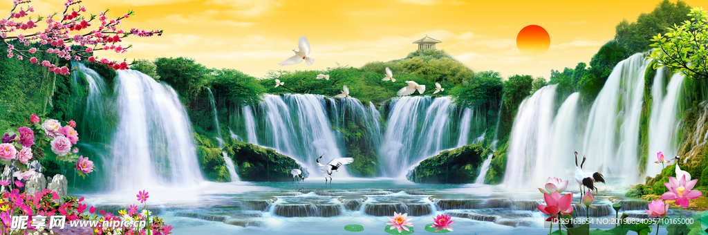山水瀑布风景