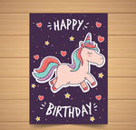 彩绘独角兽生日祝福卡