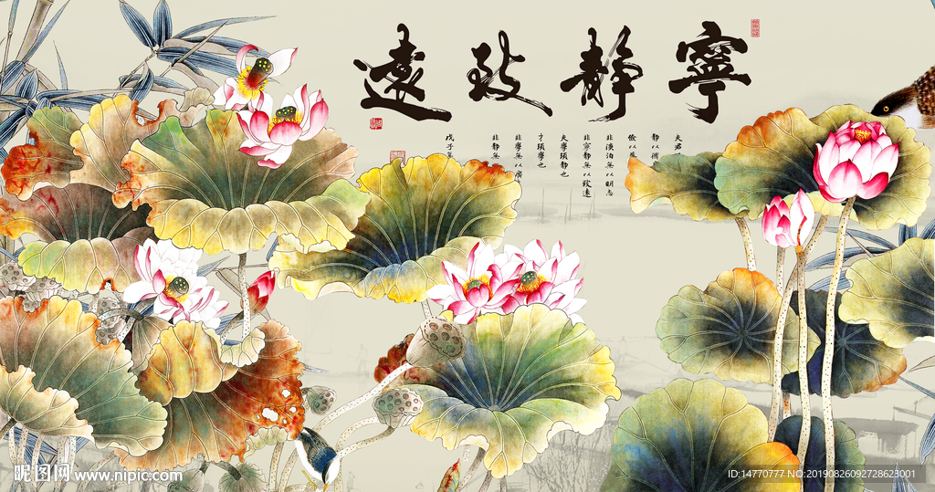 荷花图 宁静致远