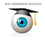 精致卡通眼睛眼珠博士帽矢量素材