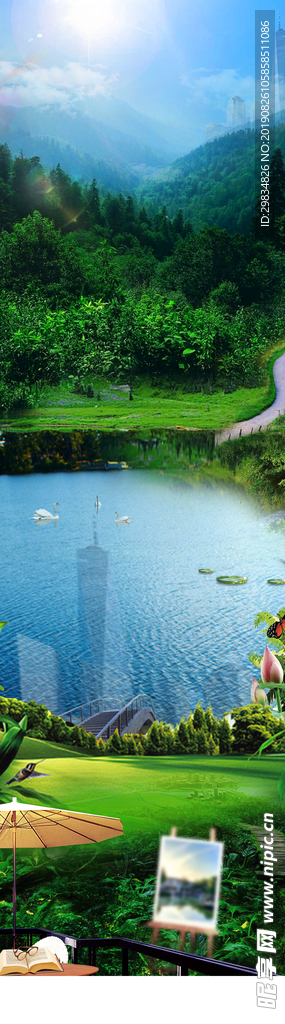 绿水青山长图背景