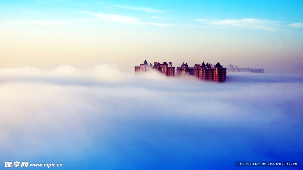 风景 天空 雾 建筑 海市蜃楼