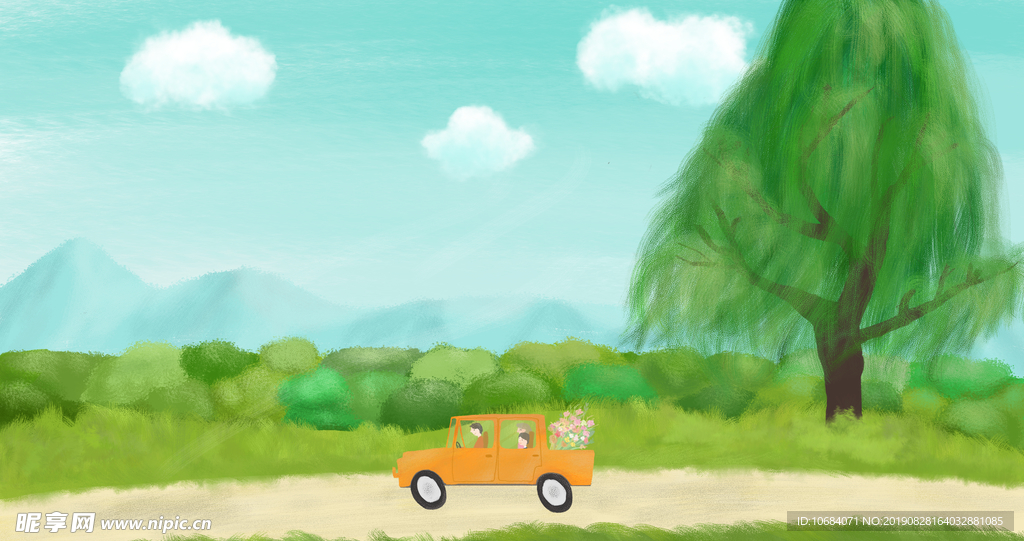 卡通矢量人物插画背景