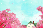 卡通风景人物插画背景