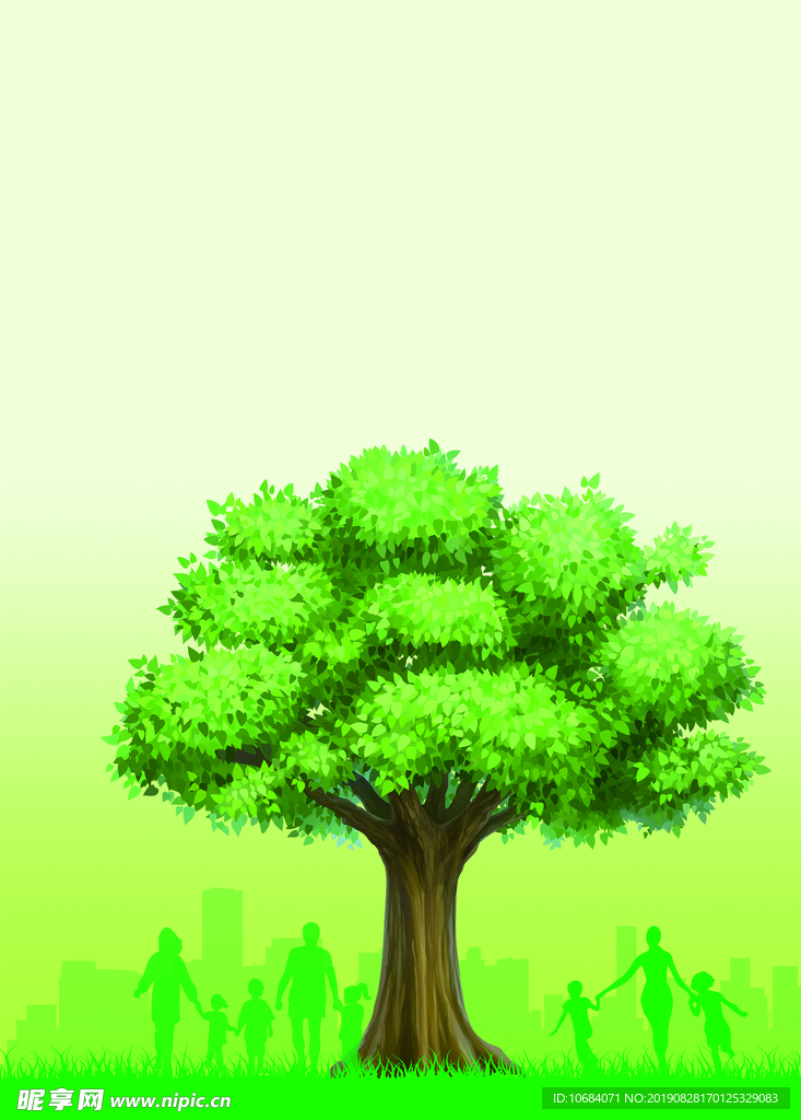 卡通风景人物插画背景