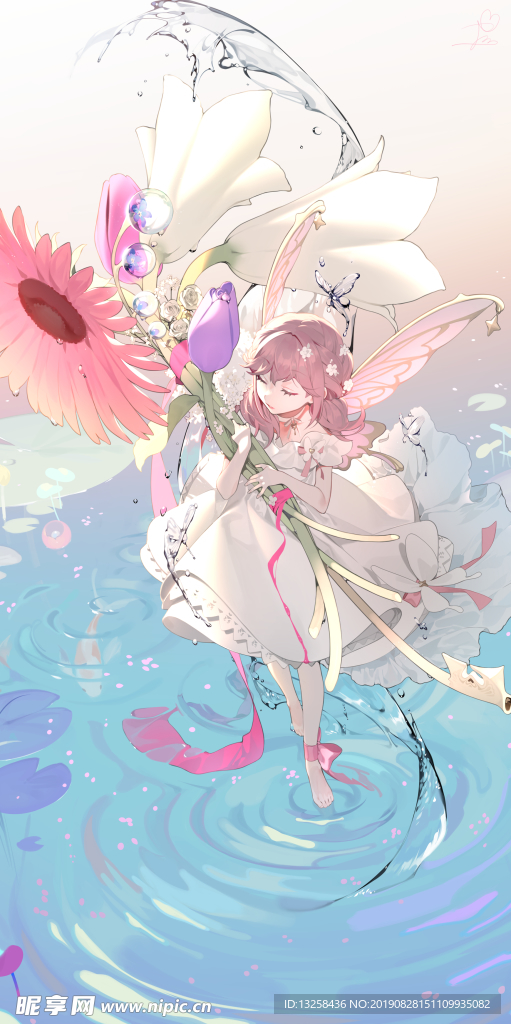 女孩卡通插画动漫人物背景