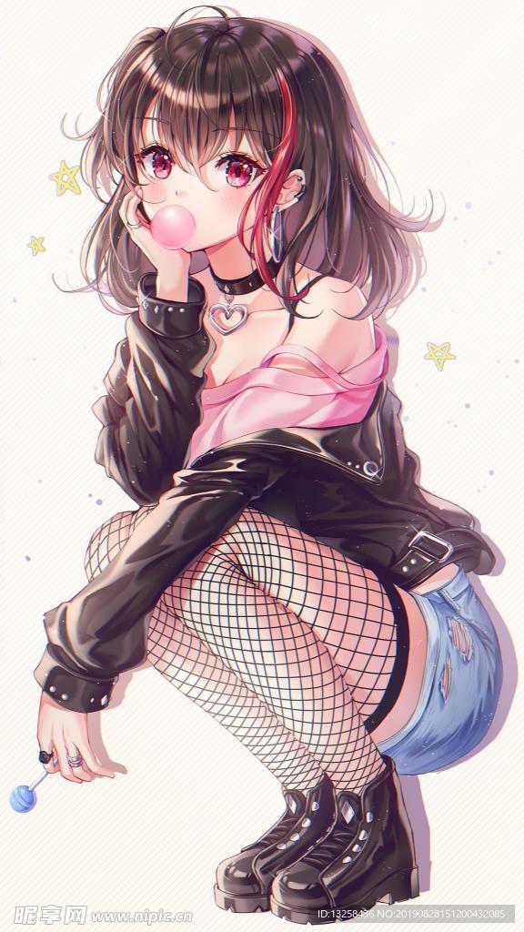 女孩卡通插画动漫人物背景