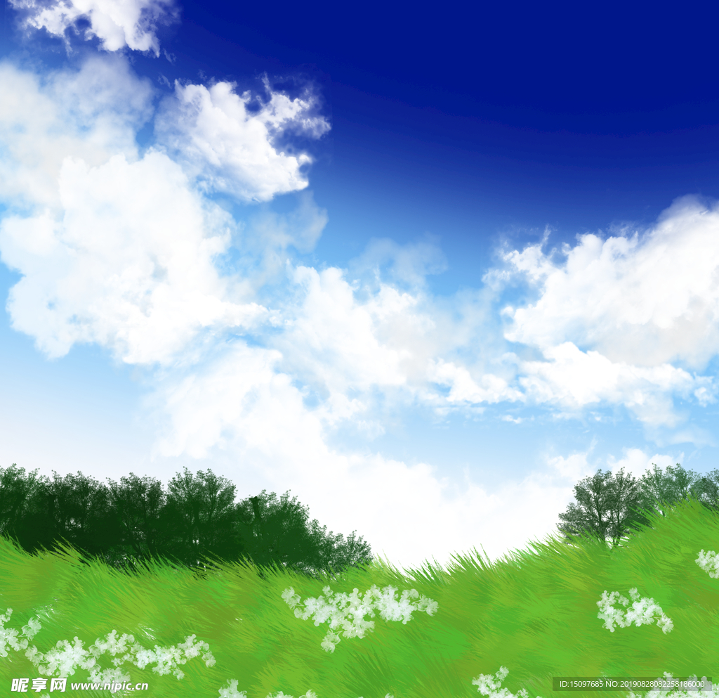 蓝天草地背景