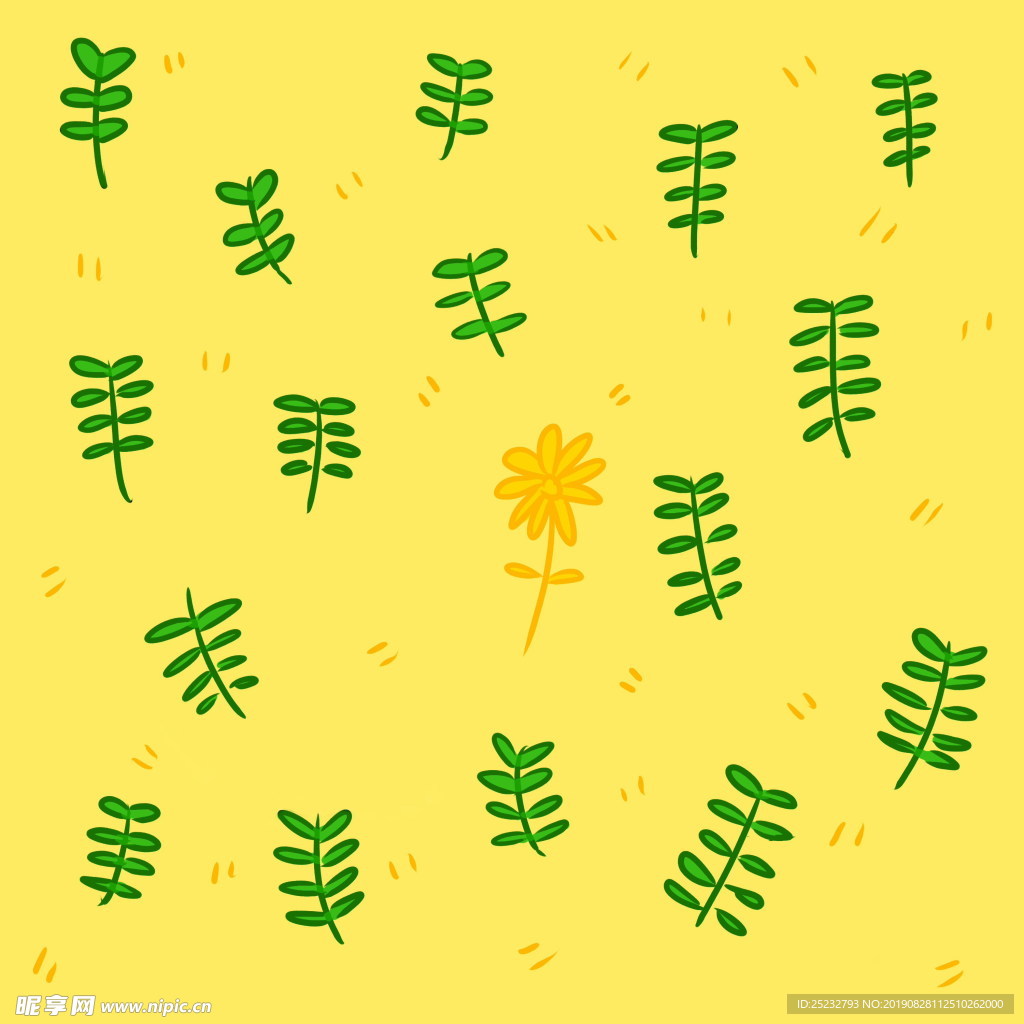 卡通树叶黄色背景
