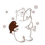 抱鱼的小熊