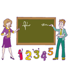 手绘男老师女老师上课数学课矢量