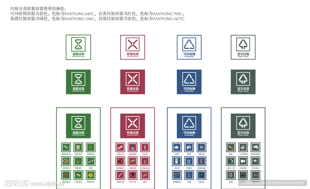 垃圾分类最标准颜色及标识