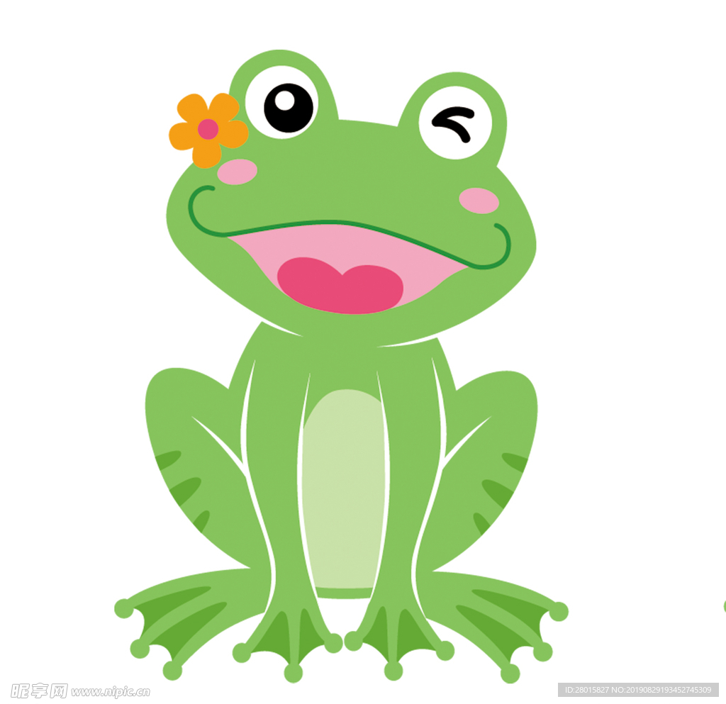 可爱带花儿的青蛙AI矢量图案
