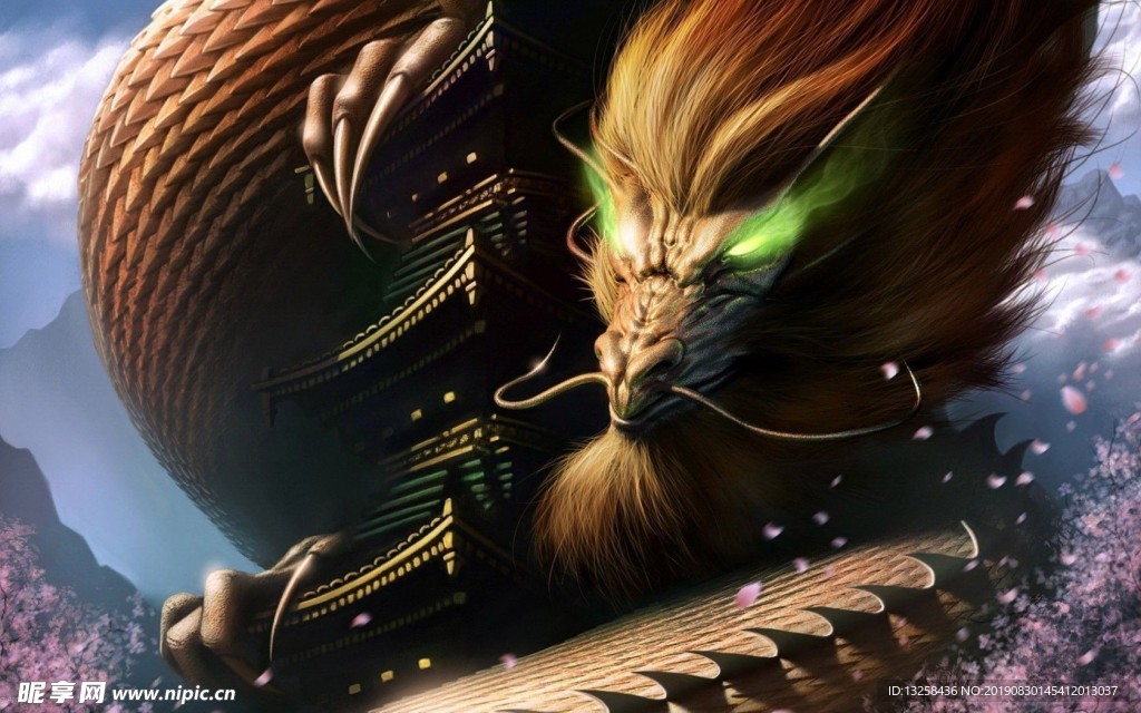 彩色巨龙插画背景