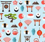 日本元素的背景平面风格