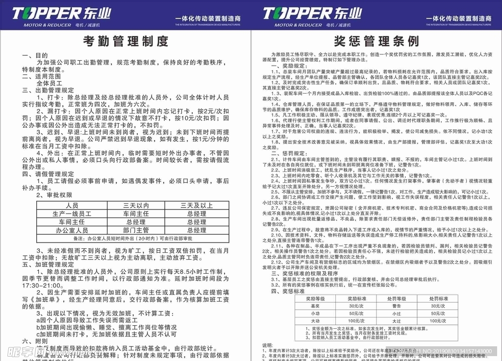 公司考勤管理制度奖惩管理条例