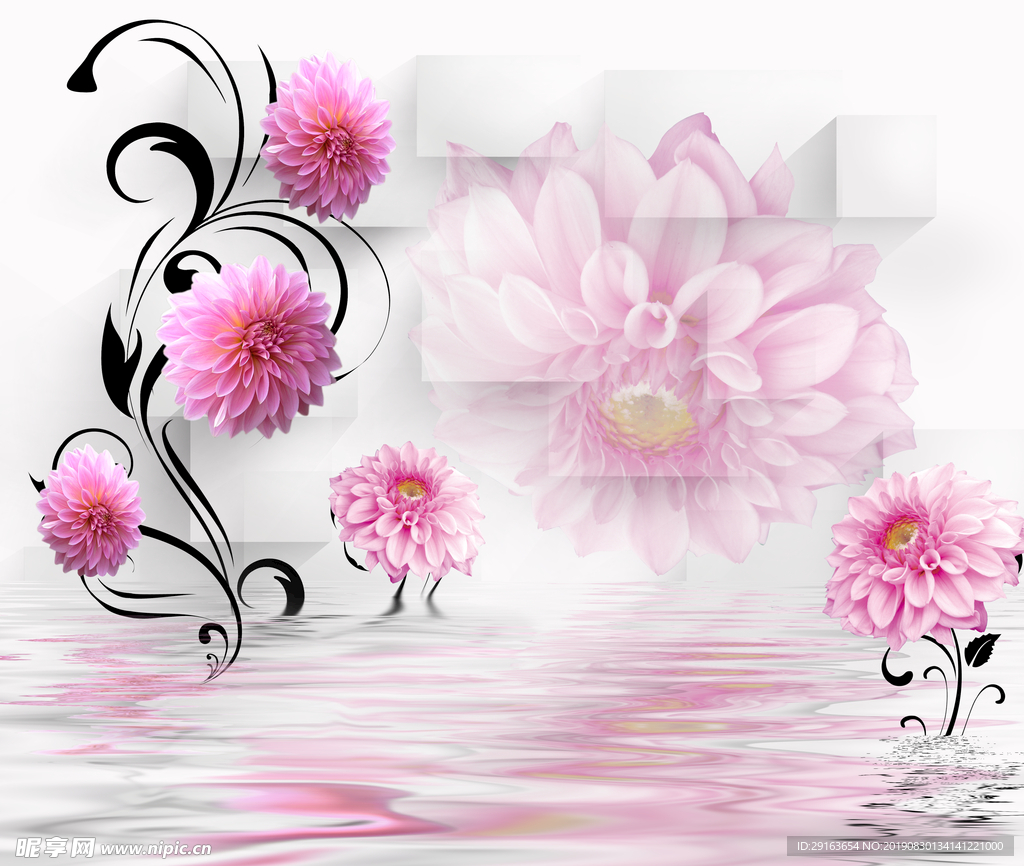 花朵现代背景墙
