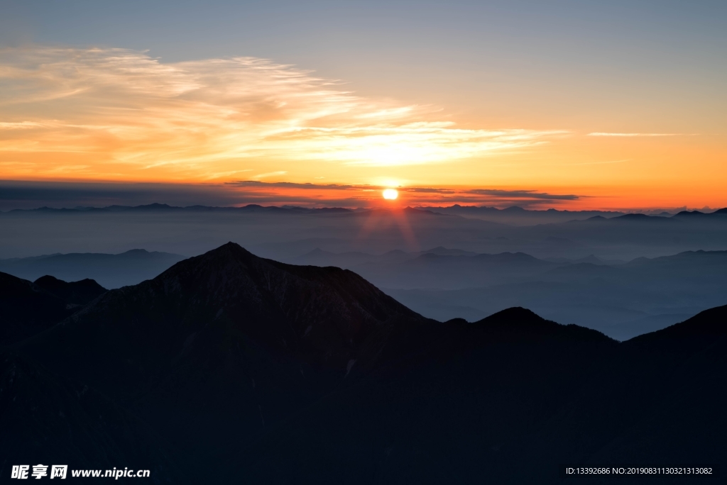 日落 落日 云海 山