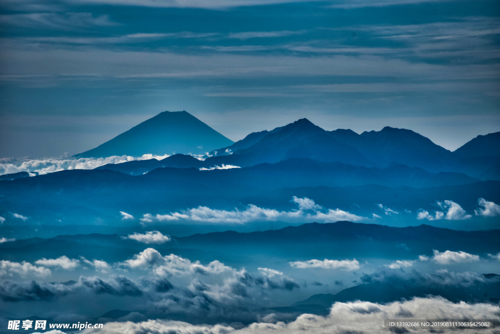 日落 群山 云海 暮色