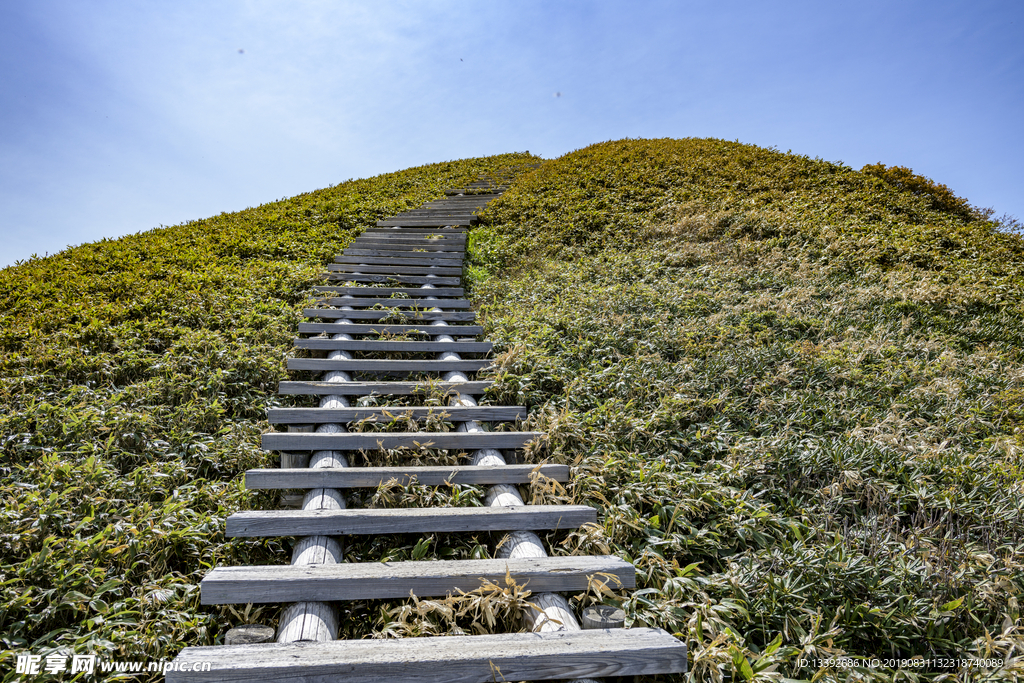 山峰 山路 古道 云海 蓝天