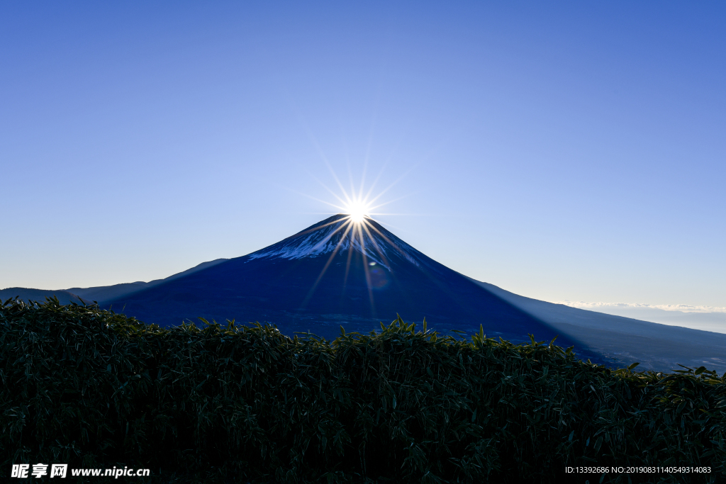 太阳 光线 富士山