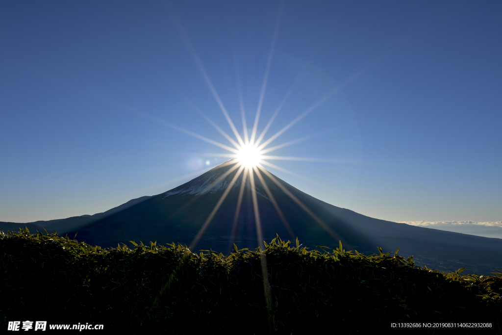 太阳 阳光 富士山