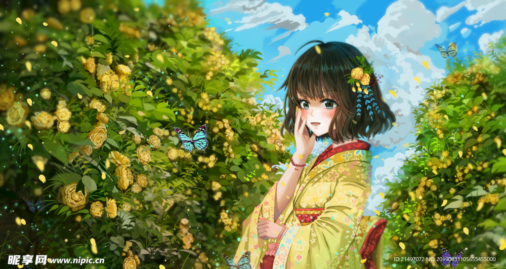 精品动漫壁纸女孩卡通手绘插画
