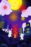 中秋节元素插画背景