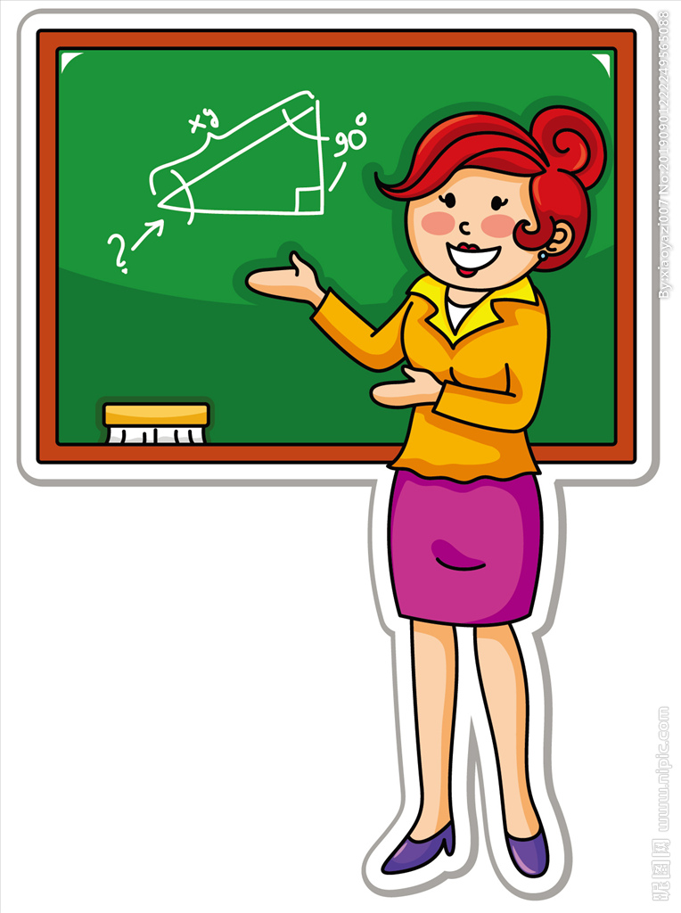 女老师开心上数学课卡通矢量图