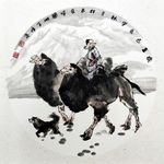 国画刘丁瑞作品骆驼图写意绘画