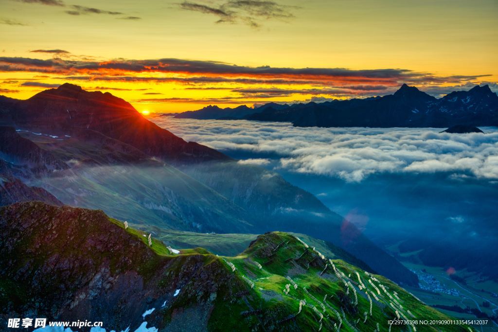 彩色风景 日落