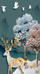 抽象树-麋鹿背景画