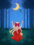 卡通夜晚星空插画