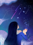 卡通夜晚星空插画