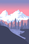 雪山插画