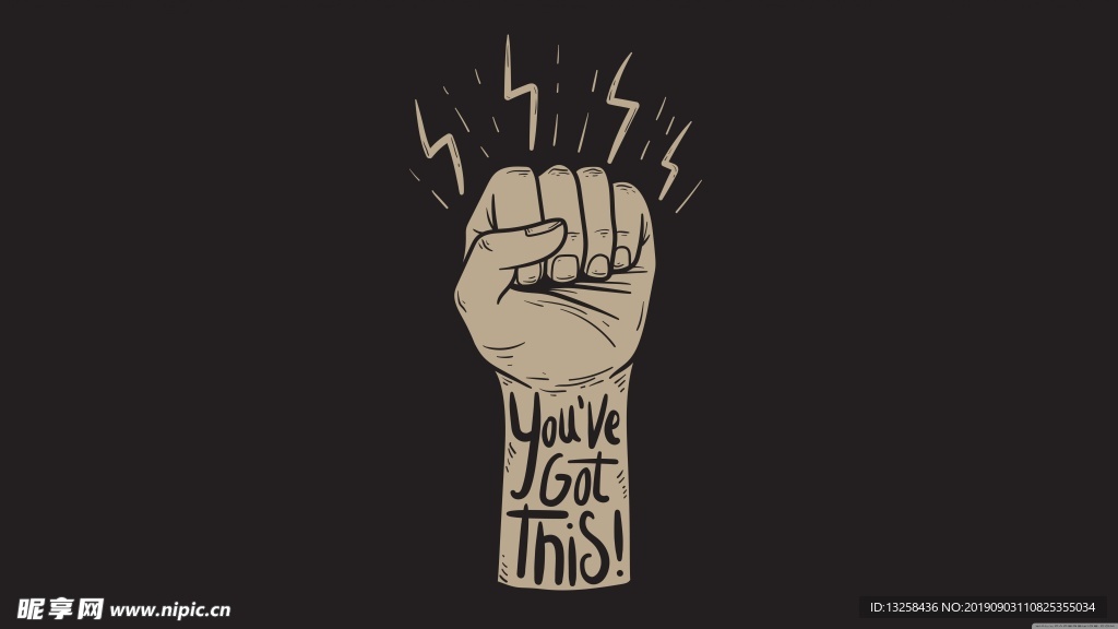 拳头抽象插画文字背景